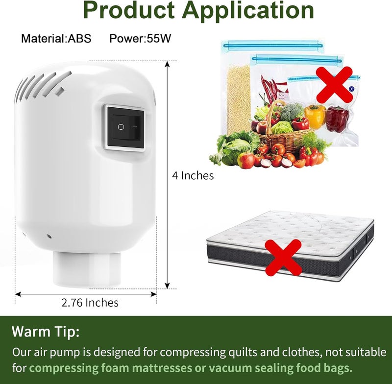 Lisacool Vacuum Pump for Storage Bags Electric Pump for Vacuum Storage Bags Space Saver Bag Portable Electric Pump - Image 2
